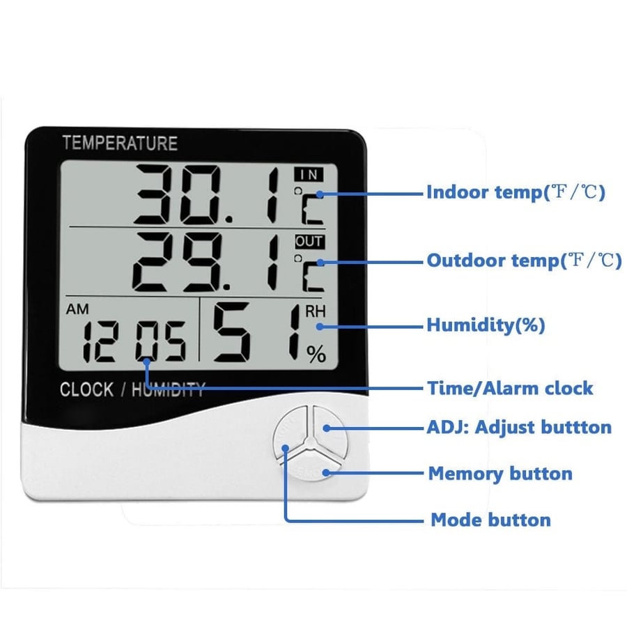 مقياس درجة حرارة ورطوبة شاشةLCD TEMPERATURE - متجر قطتي الجميلة