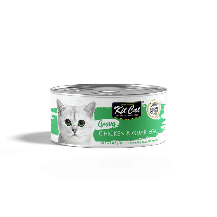 معلبات كت كات جرايفي دجاج مع البيض Kit Cat Gravy Chicken Quail Egg