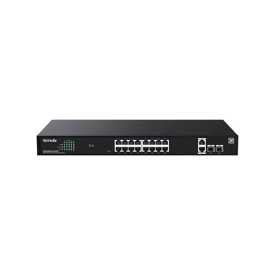 سويتش Tenda TEG2220P-16-250W Cloud Managed PoE – 18GE + 2SFP