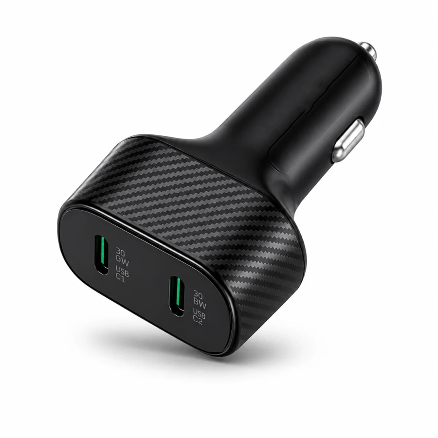 شاحن سيارة مدخلين PD اسود 60W