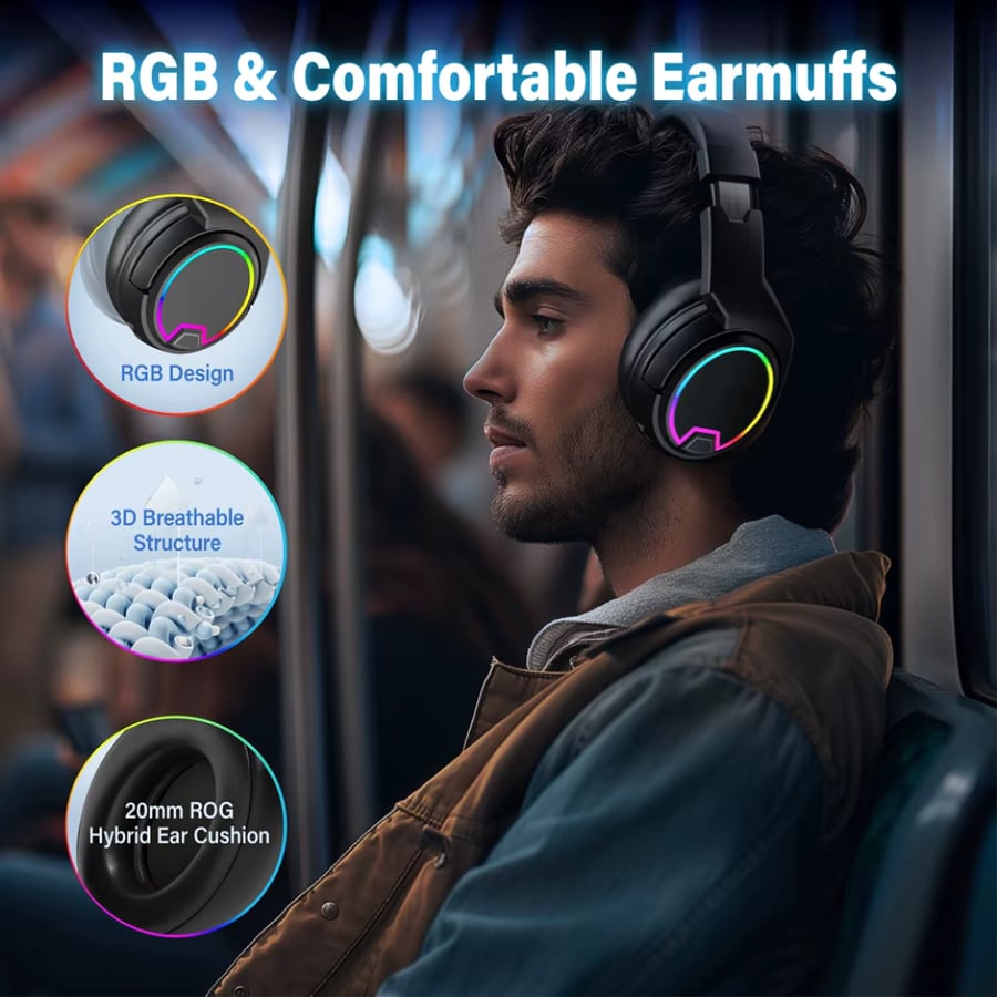 سماعة بلوتوث قيمنق برميم اسود RGB