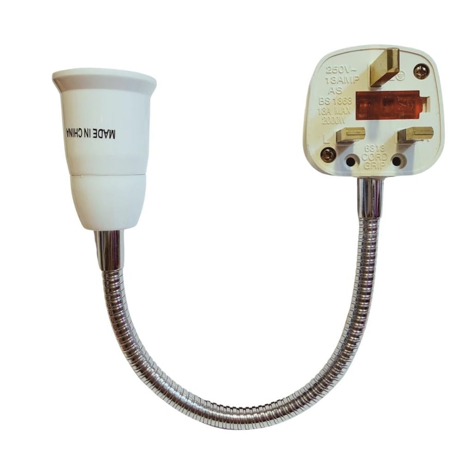 E27 FLEXIBLE GOOSENECK LAMP HOLDER UK 3-PIN PLUG WITH ON/OFF SWITCH حامل لمبة بعنق مرن سستة مع فيش ثلاثي ومفتاح تشغيل وإيقاف مناسب للاستخدام في غرف العمل، الورش، المستودعات، غرف التخزين، الزوايا منخفضة الإضاءة وغيرها من المواقع التي تحتاج إلى إضاءة إضافية