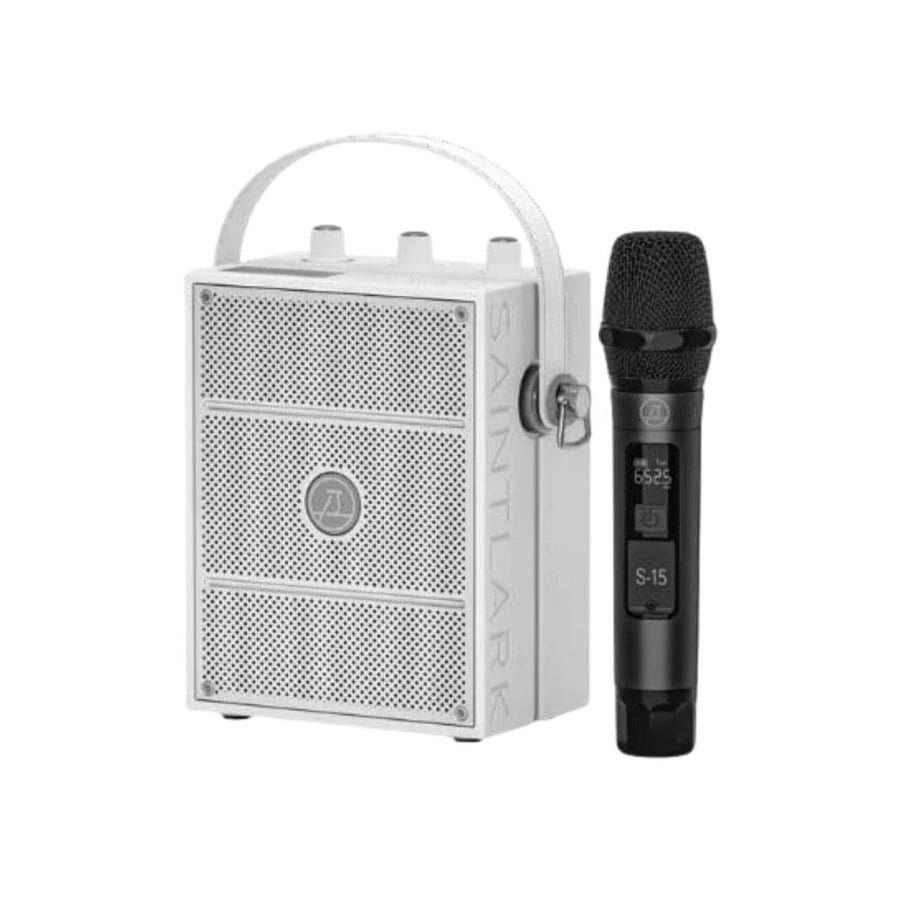 SAINTLARK S7 30W Portable Speaker with 2 Wireless Microphones سماعة محمولة متنقلة من سانت لارك بقوة 30 وات مع 2 لاقط لاسلكي مع البلوتوث وميزات اضافية احترافية