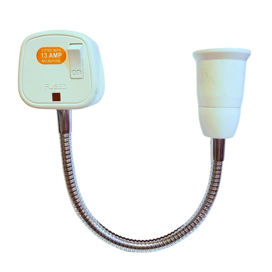 E27 FLEXIBLE GOOSENECK LAMP HOLDER UK 3-PIN PLUG WITH ON/OFF SWITCH حامل لمبة بعنق مرن سستة مع فيش ثلاثي ومفتاح تشغيل وإيقاف مناسب للاستخدام في غرف العمل، الورش، المستودعات، غرف التخزين، الزوايا منخفضة الإضاءة وغيرها من المواقع التي تحتاج إلى إضاءة إضافية