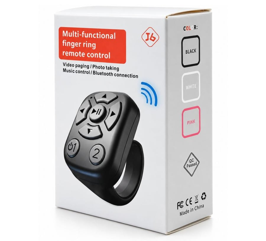 Yiser-J6 MULTI-FUNCTIONAL FINGER RING REMOTE CONTROL خاتم ريموت تحكم بلوتوث حلقي متعدد الوظائف مناسب لتصفح التيك توك و الريلز والتنقل بين الفبيديوهات ومناسب ايضاً للمعلمين والاجتماعات من الجوال أو الأجهزة اللوحية