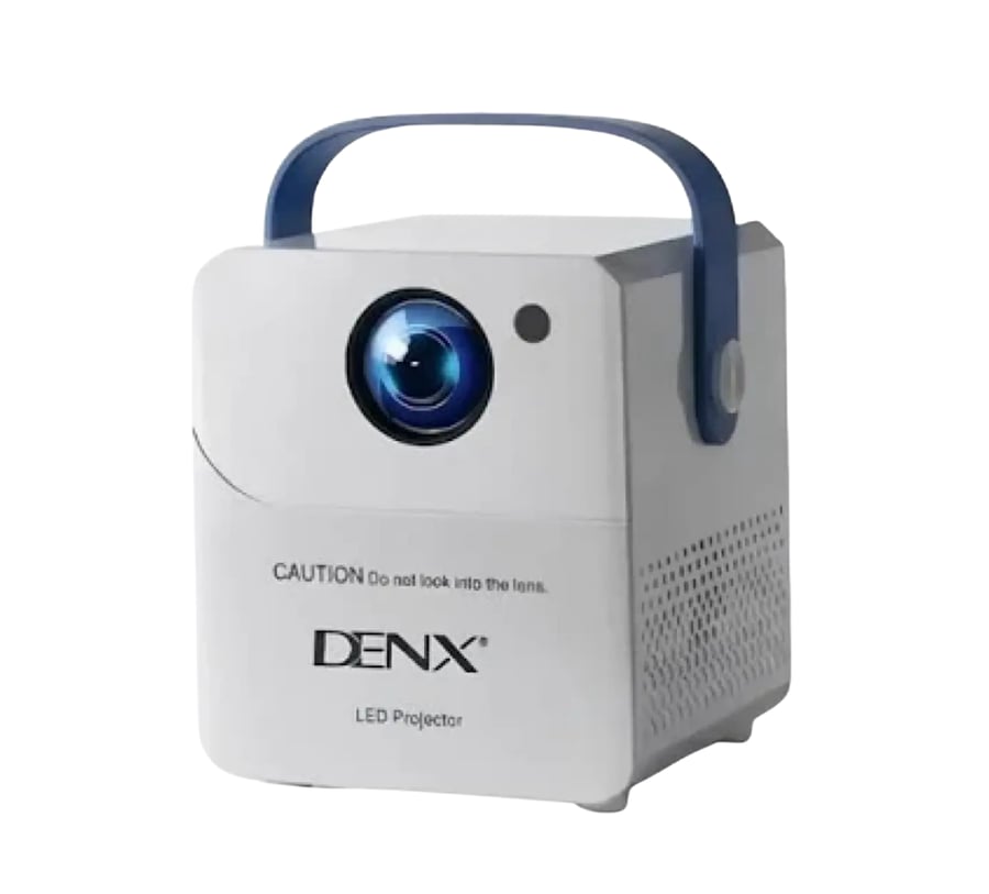 DENX DX3647 Smart Mini Projector بروجكتر ذكي محمول من دينكس بنظام أندرويد مدمج، يدعم Wi-Fi وBluetooth 5.0، ويوفر دقة أصلية 1036×600 بكسل وسطوع 180 ANSI Lumens. يدعم شاشة عرض من 50 إلى 110 بوصة ومسافة عرض من 1.2 إلى 4 متر، مع منافذ HDMI وUSB ومصباح LED منا