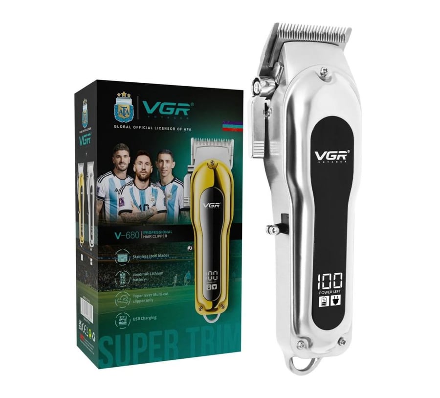 VGR V-680 Professional Hair Clipper ماكينة قص شعر احترافية من في جي آر بشاشة LED وبطارية 2000mAh