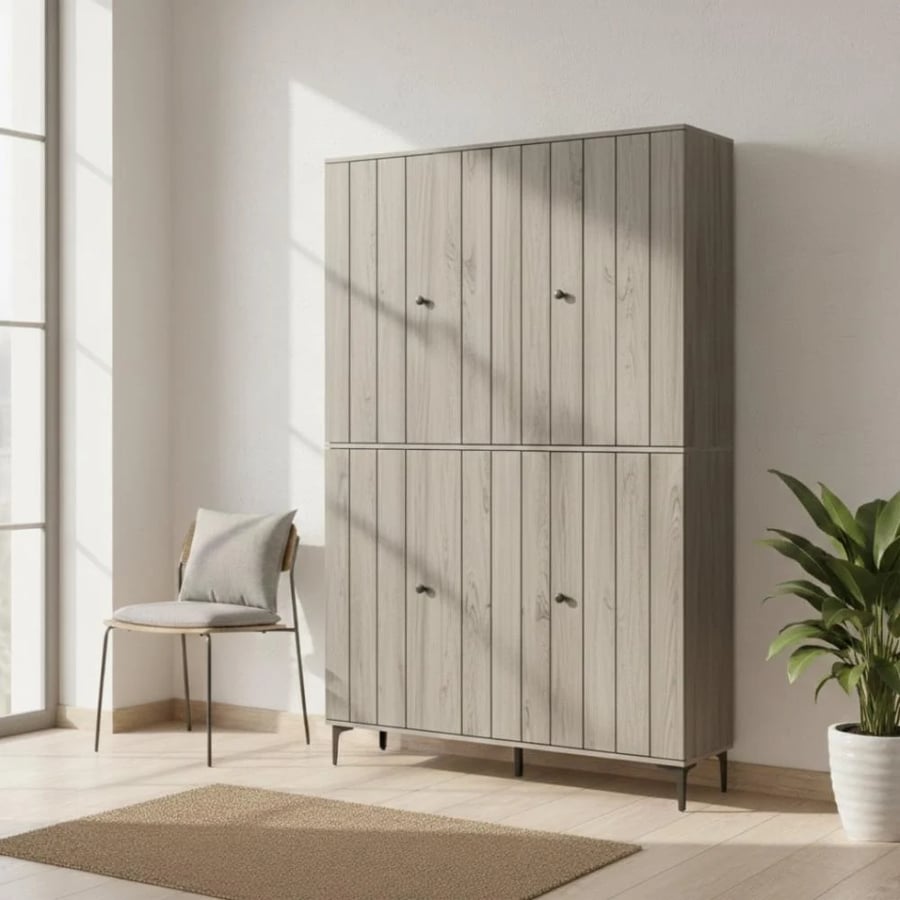 دولاب أحذية عمودي بطابقين بتصميم مميز