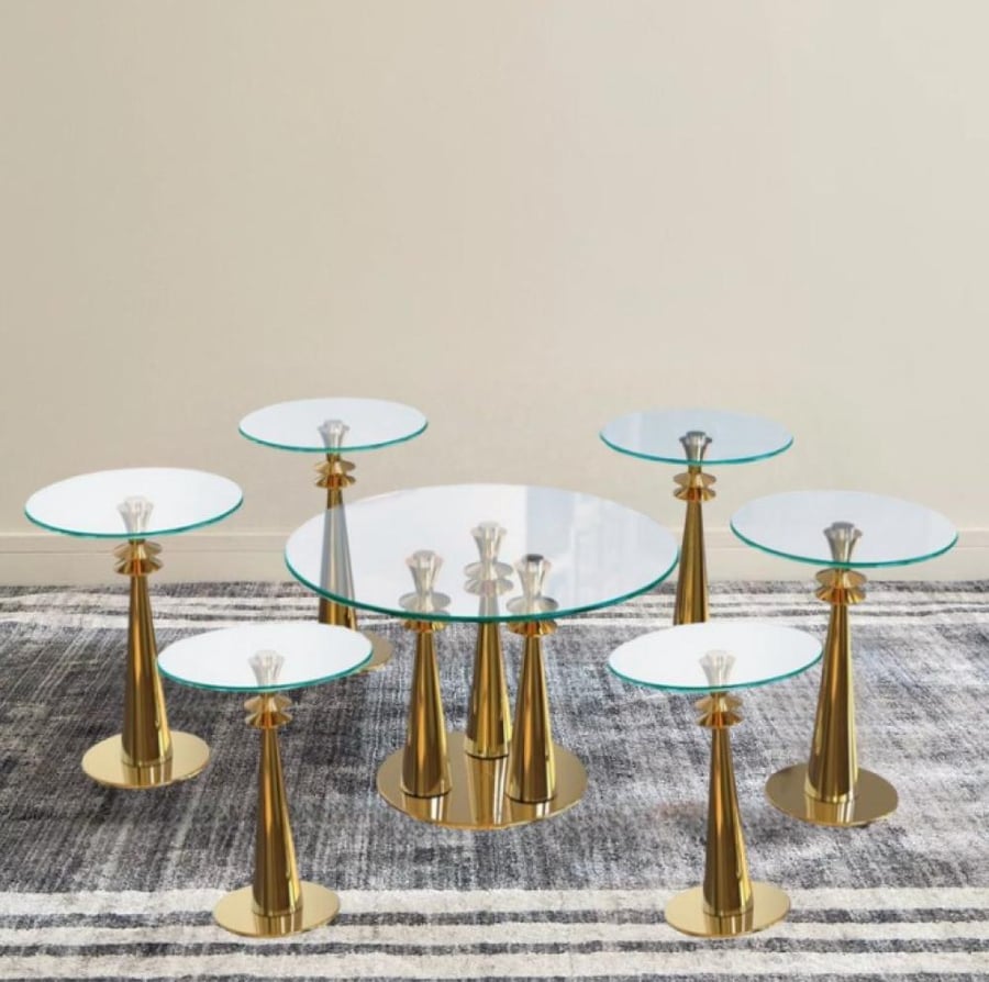 Elegant round table set – stylish design and attractive golden shine