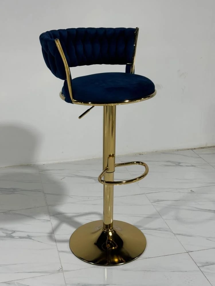 Blue velvet bar chair