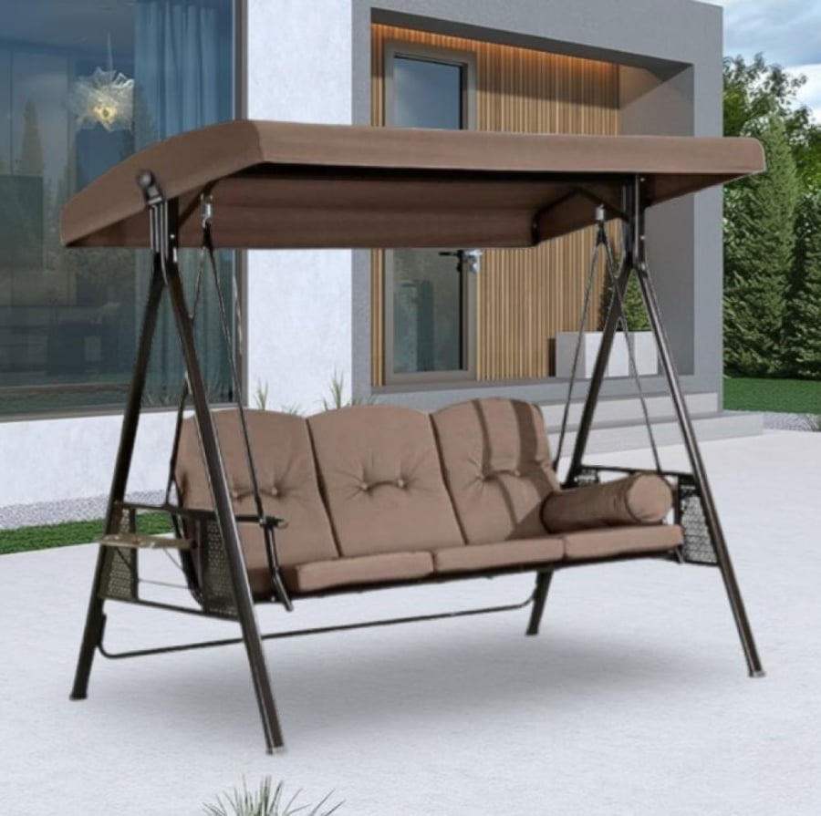 Comfortable outdoor swing with canopy for 3 people