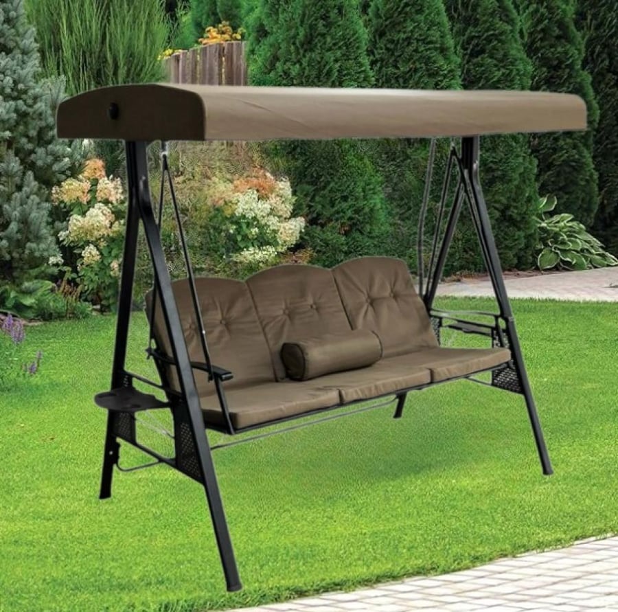 Comfortable outdoor swing with canopy for 3 people