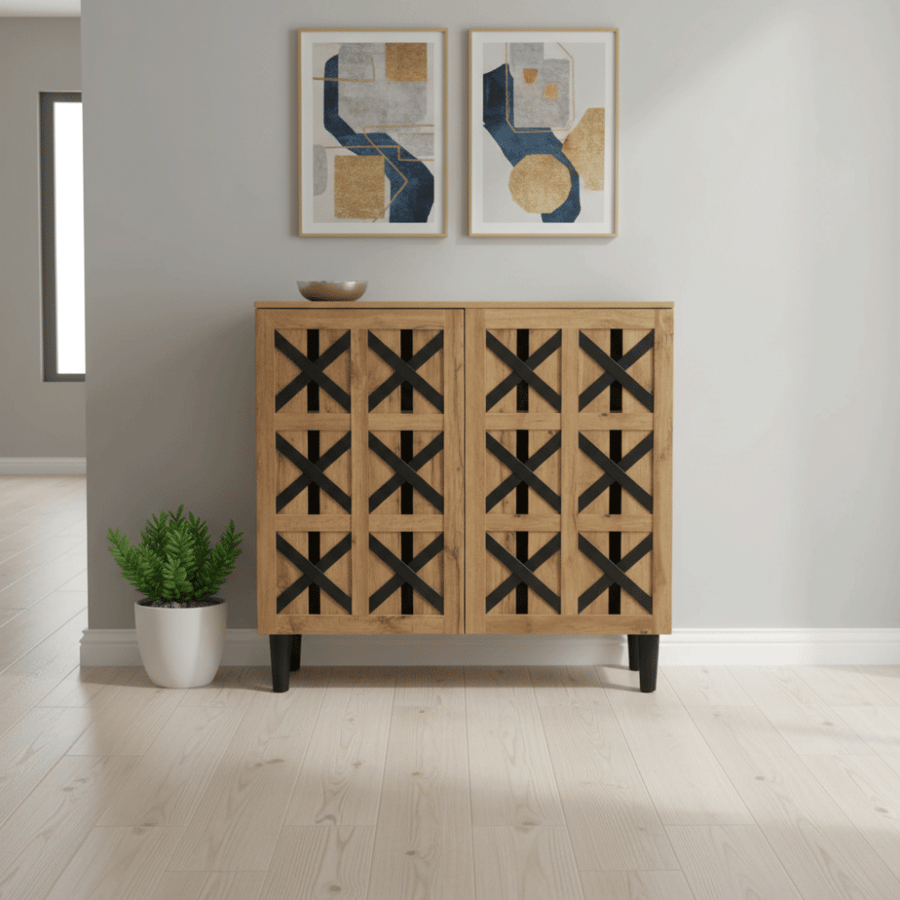 Wooden shoe rack with modern and elegant design, size 100 cm