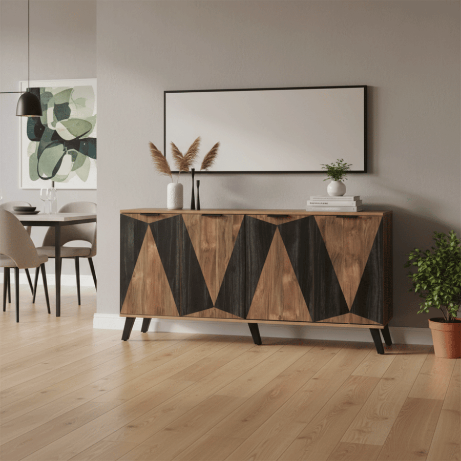 دولاب استقبال عصري بتصميم هندسي أنيق