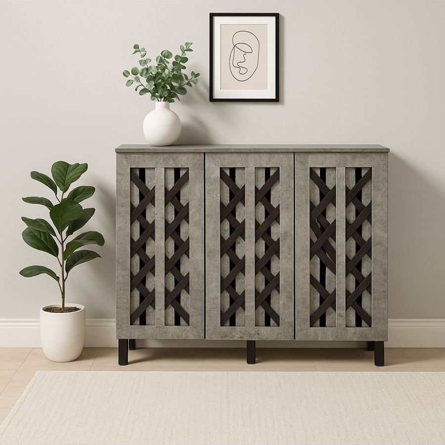 Wooden shoe cabinet with modern design, 120 cm size