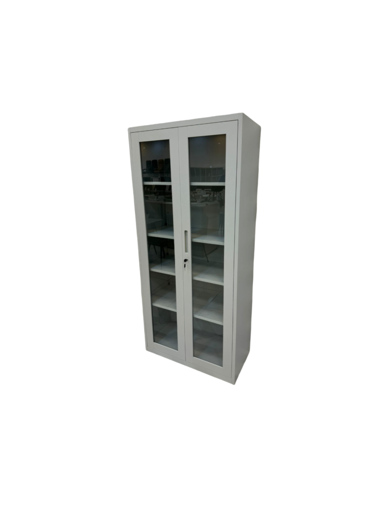 دولاب حديد ببابين زجاجيين بتصميم عصرى