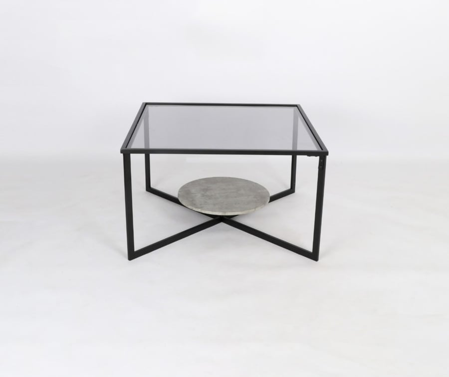 Service table made of glass and metal