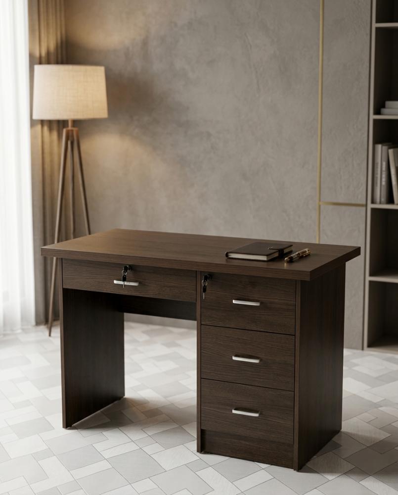 A light brown wooden office with a practical and elegant design