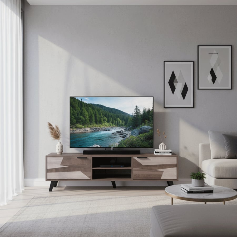 TV table with modern geometric design size 160 cm