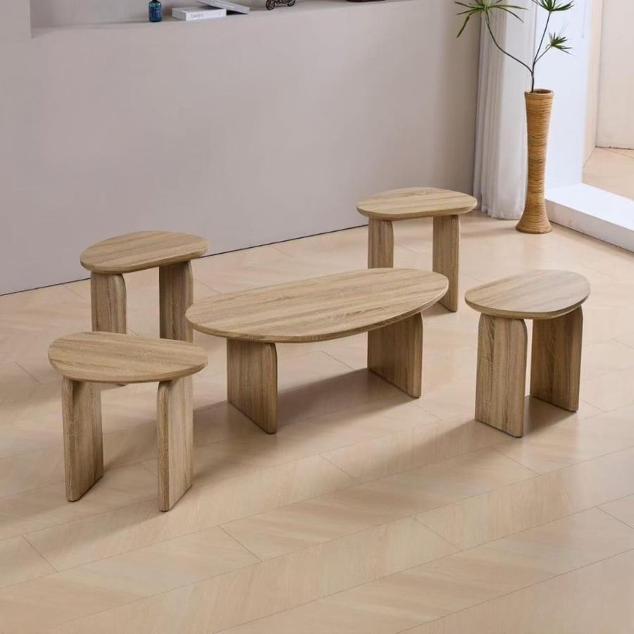Wooden serving table set with modern design