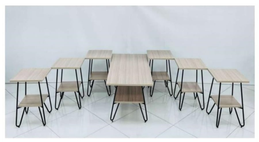 Service tables set wood 6+1