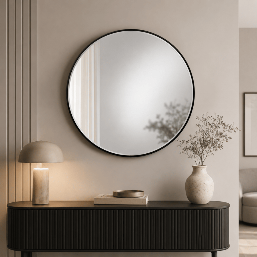مراية حائط بأطار أسودمقاس 80 × 80 سم