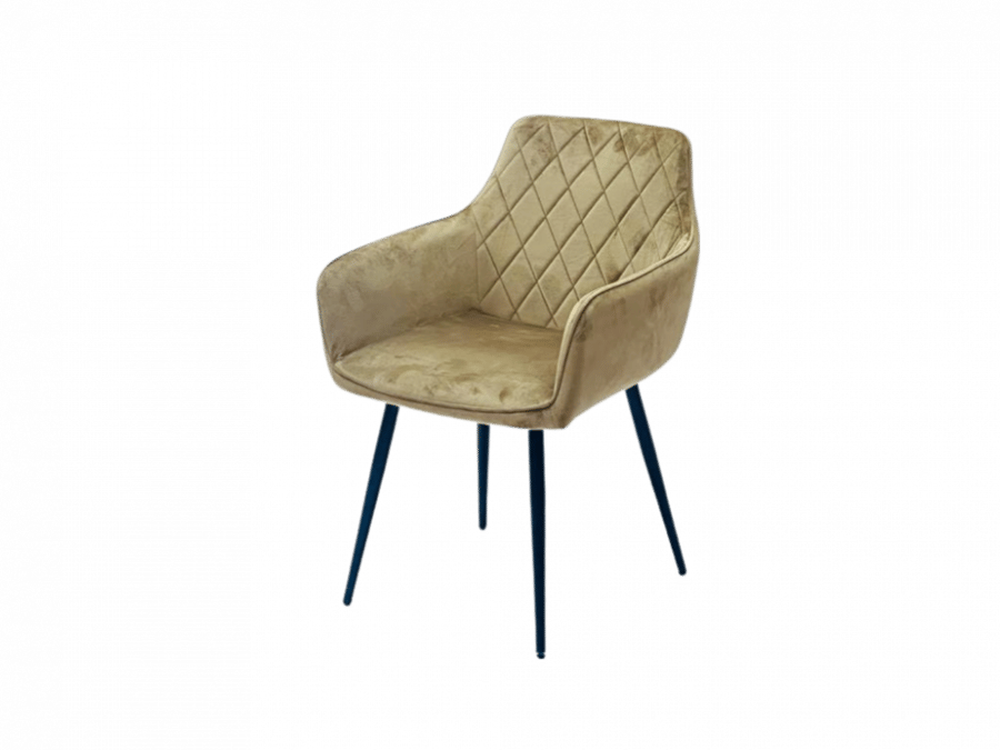 Single velvet chair in brown color