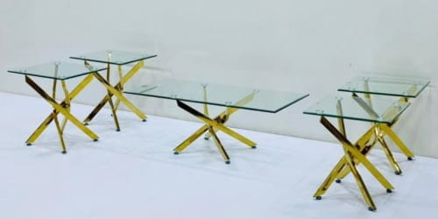 Gold steel coffee table set 4+1