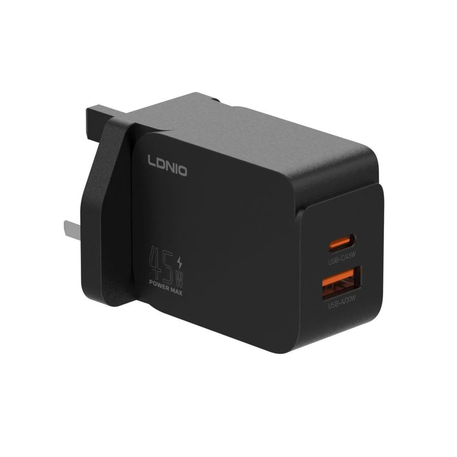 شاحن لدنيو LDNIO Q2 سريع بقوة 45 واط – منفذين USB-C و USB-A بتقنية PD و QC3.0