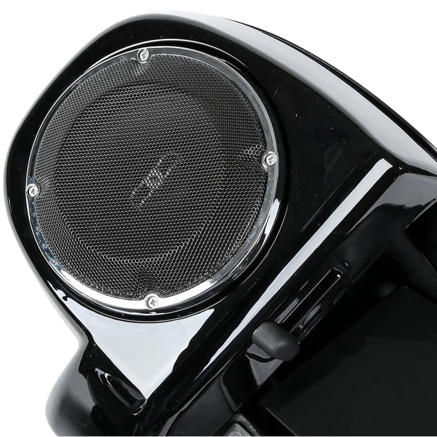 Gloss Black Air-Cooled Lower Vented Fairings with 6.5" Speaker Grills & Built-in Speakers – Fits Harley Touring 2014–2024