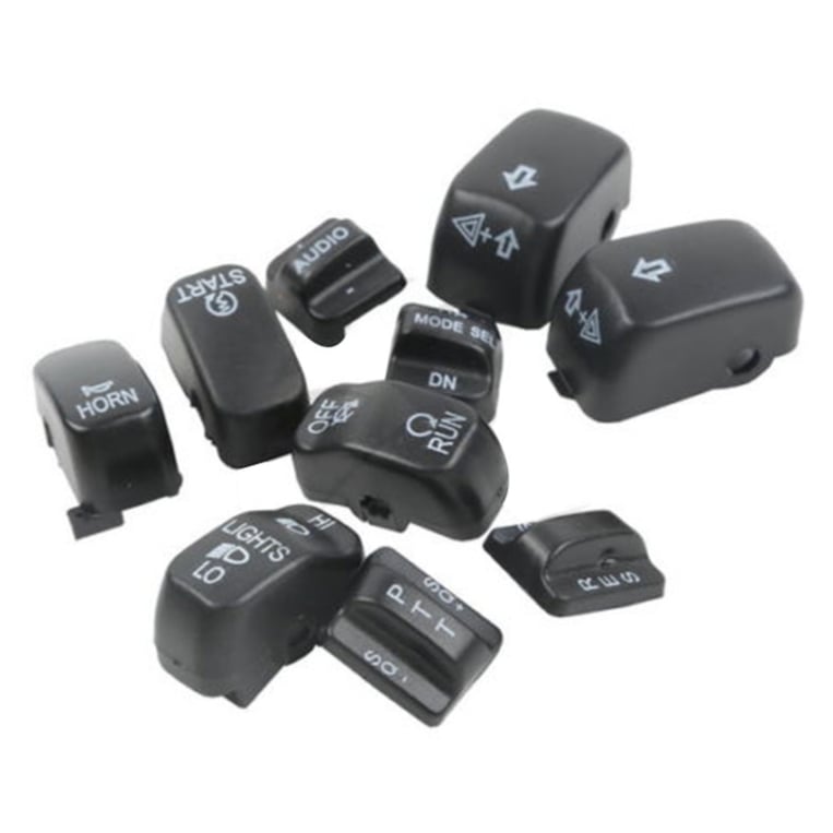 10 pcs Switch Buttons Caps Black/Chrome for Harley