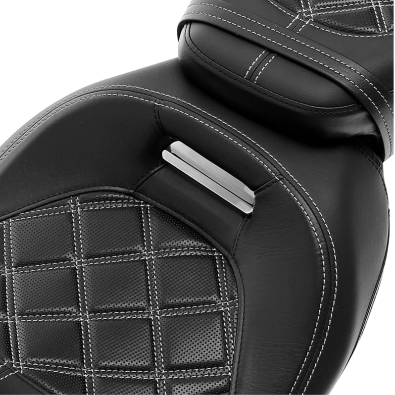 Low-Profile Rider and Passenger Seat Two Up Leather Seat For Harley 2009-2023