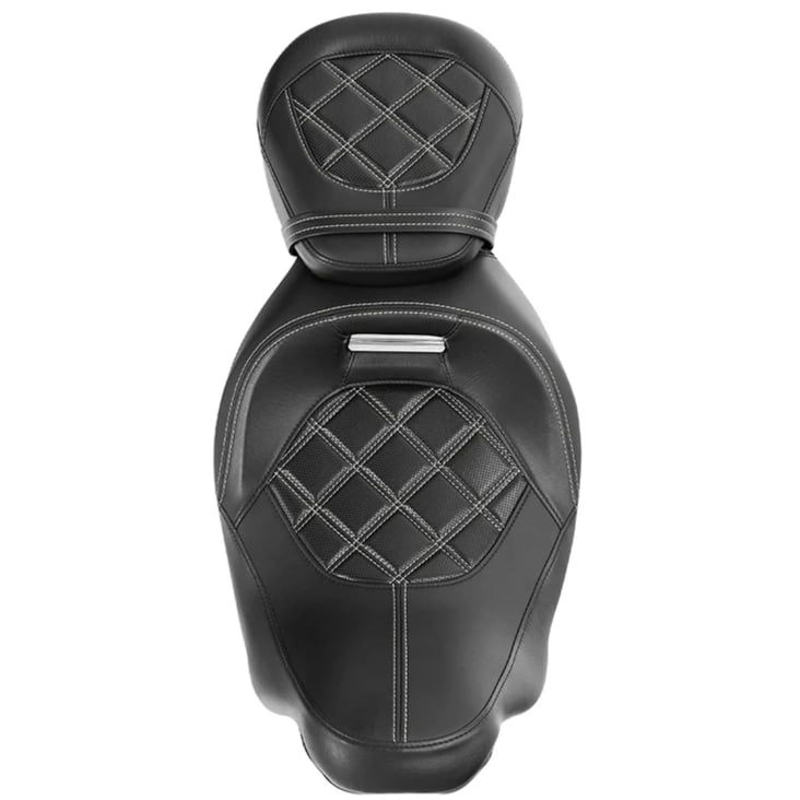Low-Profile Rider and Passenger Seat Two Up Leather Seat For Harley 2009-2023