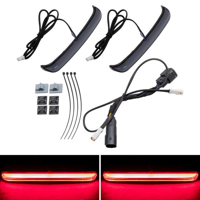 HogWorkz Slimz LED Lights for Harley Touring Motorcycle Saddlebags (2014–2023 Models) – Smoke/Red Lens