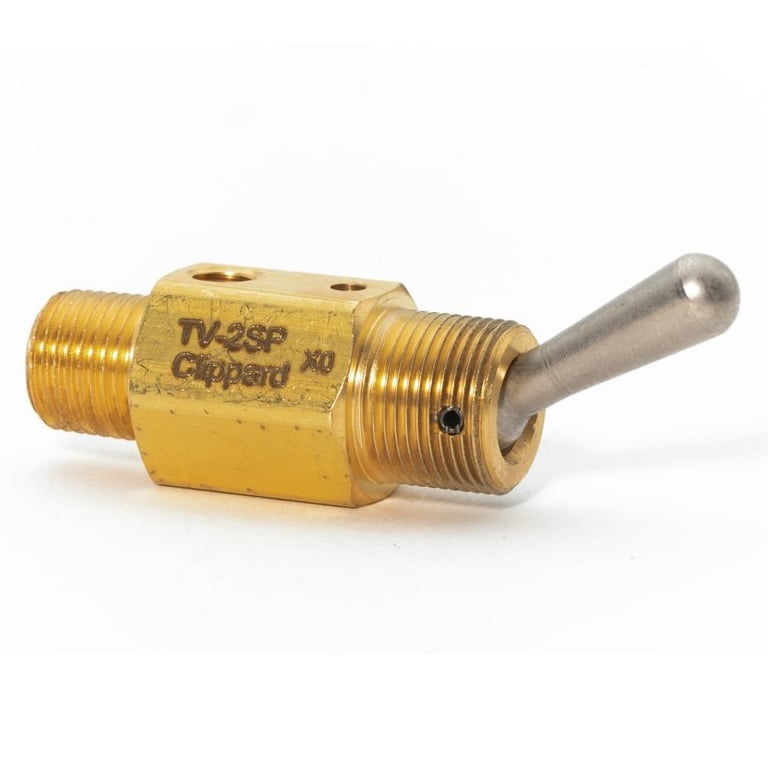 2 Pack Clippard TV-2SP 2-Way Toggle Valve with Detented Actuation 1/8" NPT