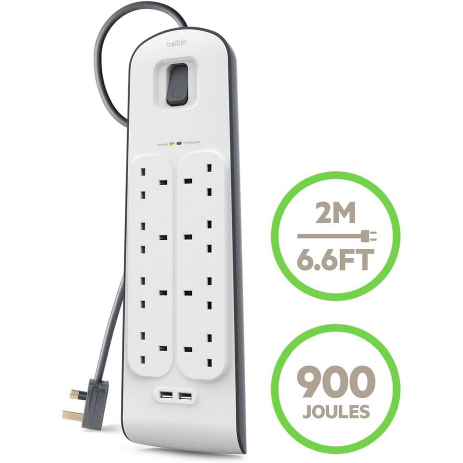Belkin connection with 8 power outlets and two USB ports