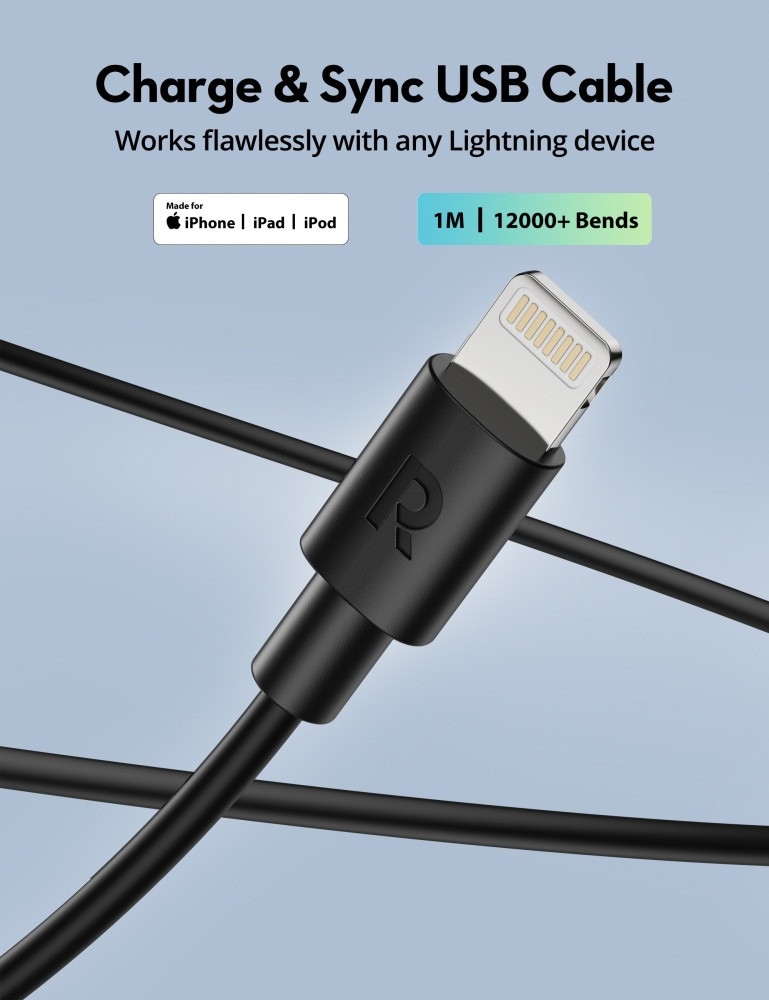 كومبو راف باور شاحن سيارة ، كيبل USB-A الى لايتننق ، حامل جوال للسيارة - اسود