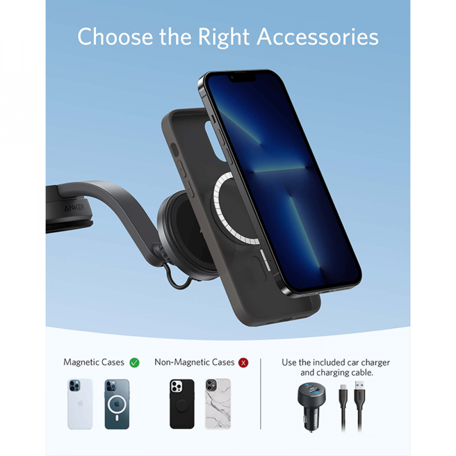 Anker MagGO Wireless Magnetic Car Charger - Black