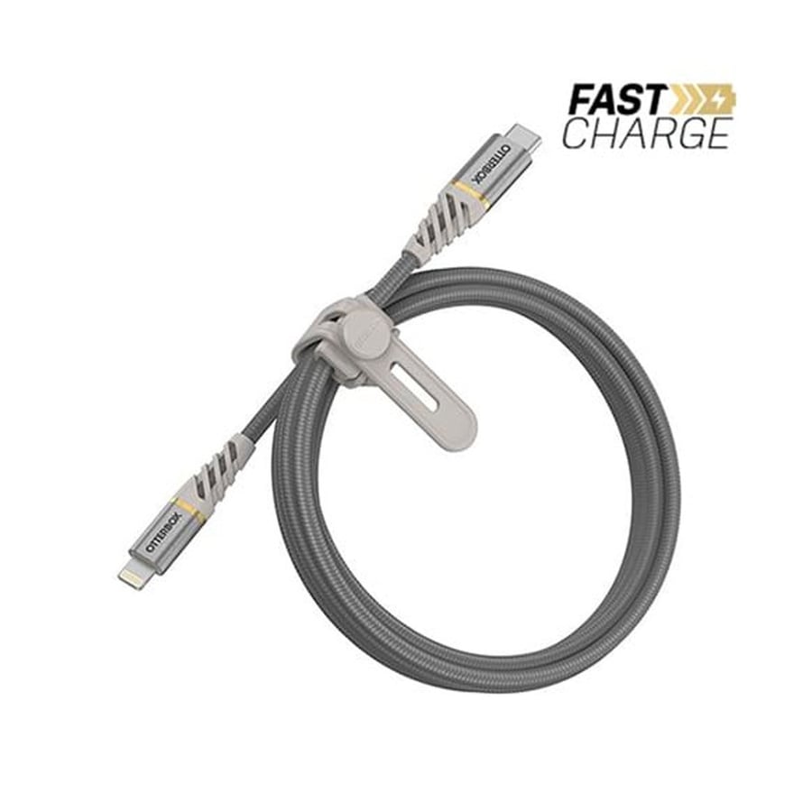 Premium Otterbox Lightning to Type-C Fabric Cable, fast charging 1 meter, gray