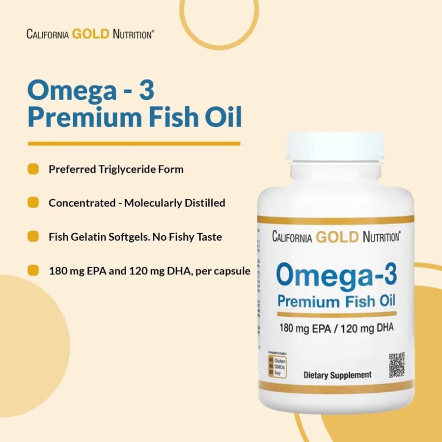 Omega 3 pills, 100 gel capsules, from Omega 3 molecularly distilled – heart and blood vessels strengthening supplement – California Gold Nutrition omega 3 100 capsules