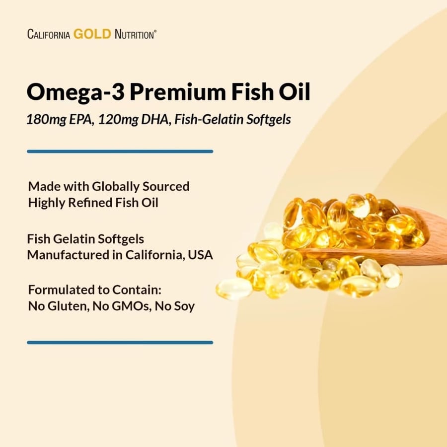 Omega 3 pills, 100 gel capsules, from Omega 3 molecularly distilled – heart and blood vessels strengthening supplement – California Gold Nutrition omega 3 100 capsules