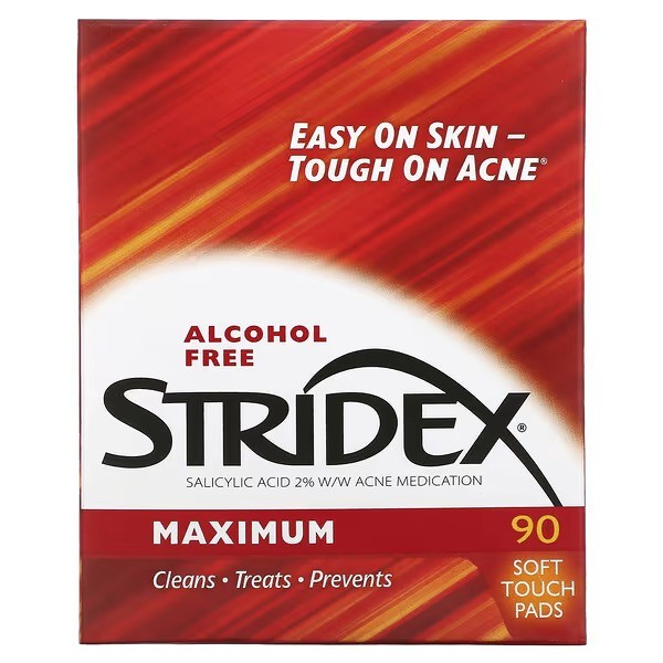 Stridex, acne control in one step, maximum, alcohol-free, 90 soft cotton pads