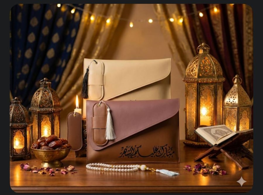 هدية رمضان شنطة جلد الفاخرة باوتش متكامل