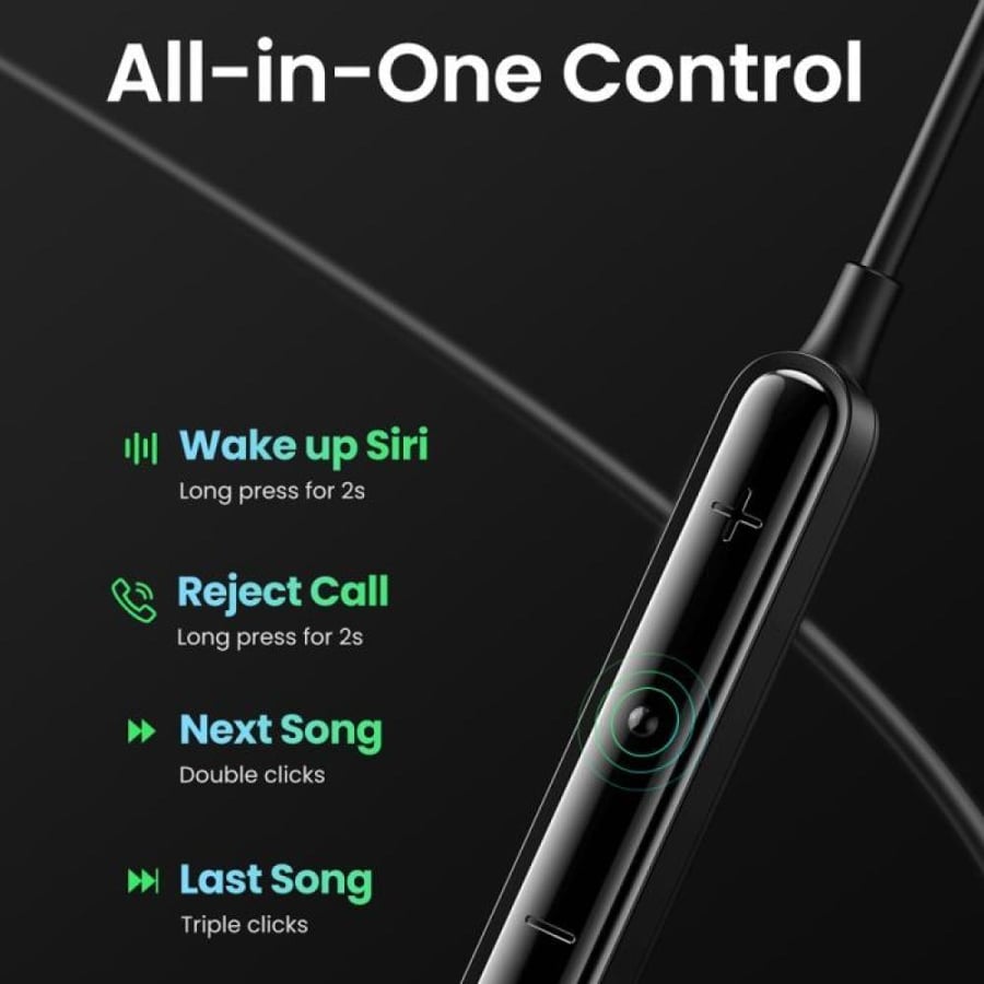 سماعة أذن يوجرين سلكية مع مايكرفون مدمج بوصلة USB-C - أسود