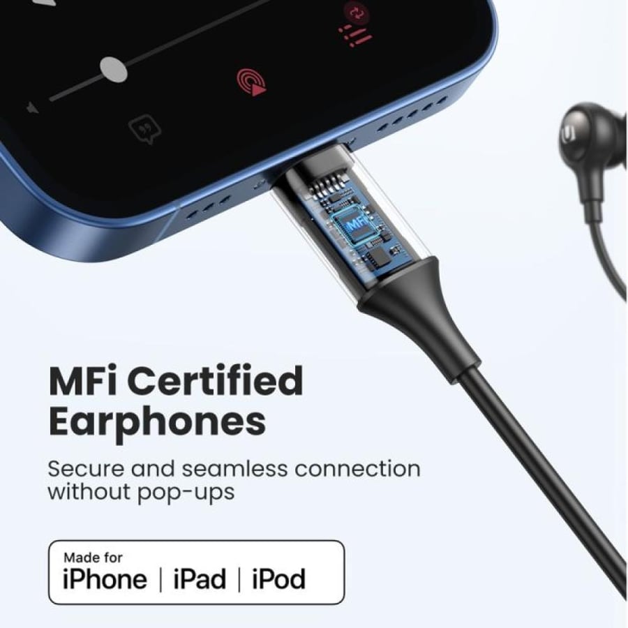 سماعة أذن يوجرين سلكية مع مايكرفون مدمج بوصلة USB-C - أسود