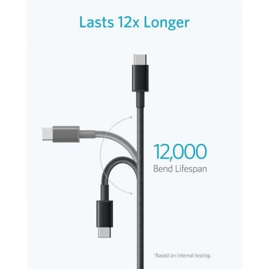 سلك شاحن انكر باورلاين سيلكت بلس من USB-C إلى USB بطول 1.8 متر - اسود