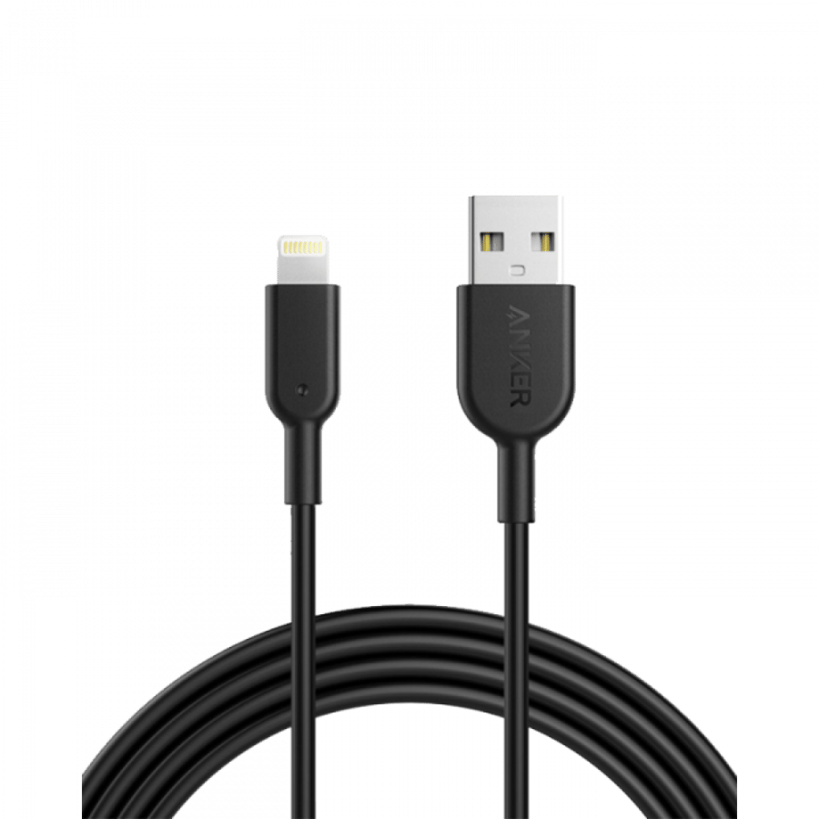 سلك شاحن انكر باورلاين الاصدار الثاني من USB الى ايفون بطول 1.8 م - اسود