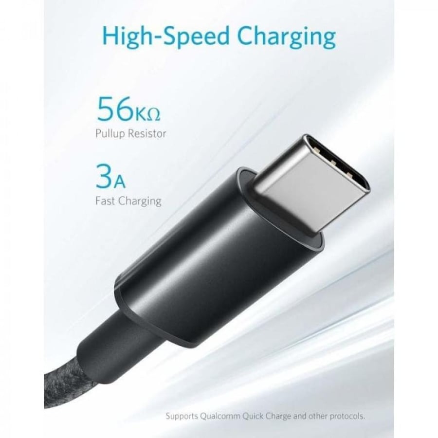 سلك شاحن انكر باورلاين سيلكت بلس من USB-C إلى USB بطول 1.8 متر - اسود