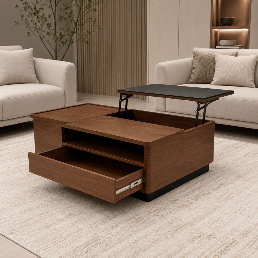 Guest table with natural walnut