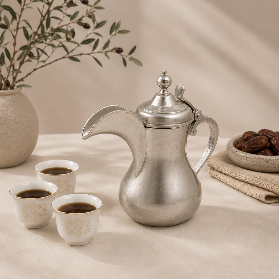 دلة بغدادي زيرو بغطاء حائلي – أبيض كامل